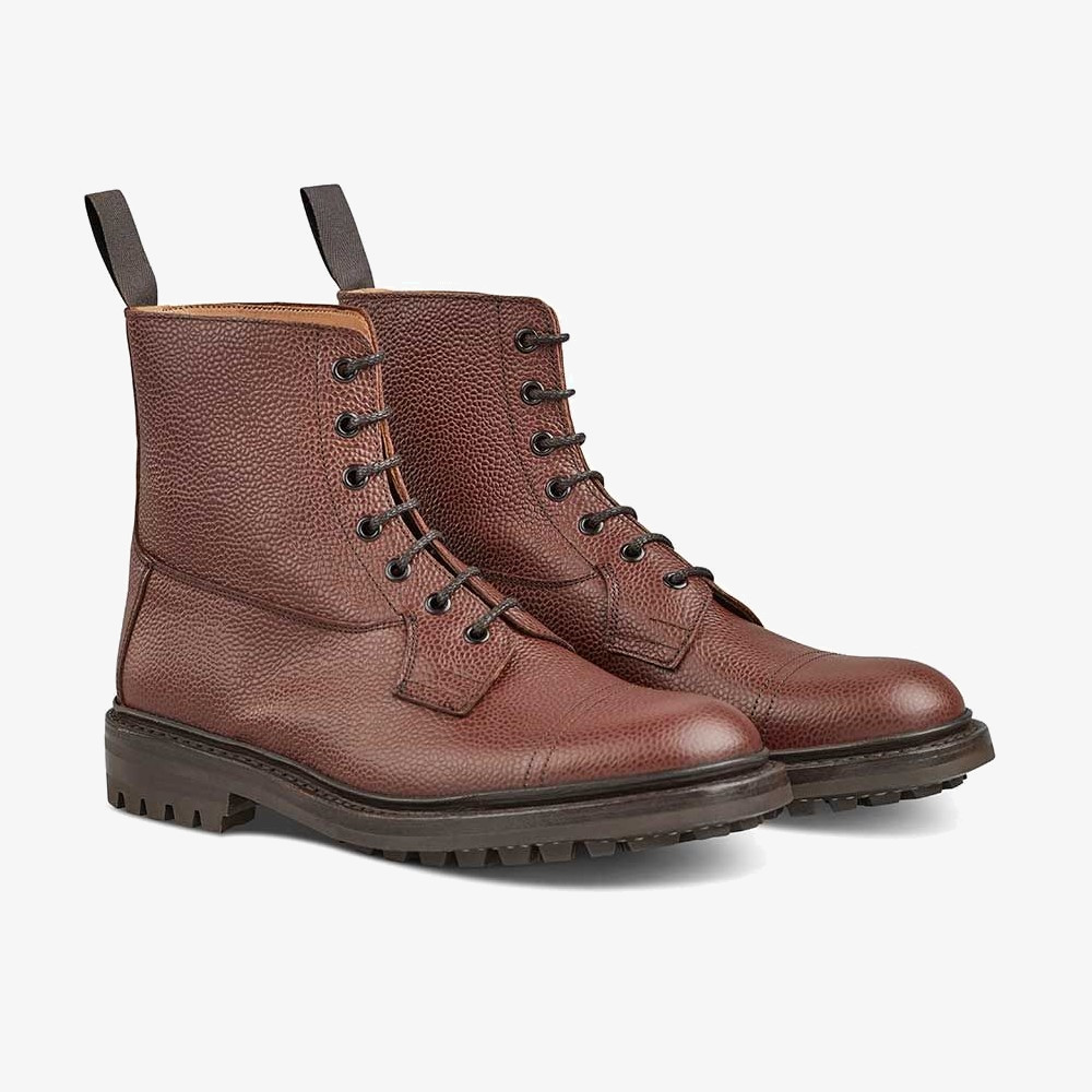Tricker's Grassmere brown zug grain lace up toe cap boots