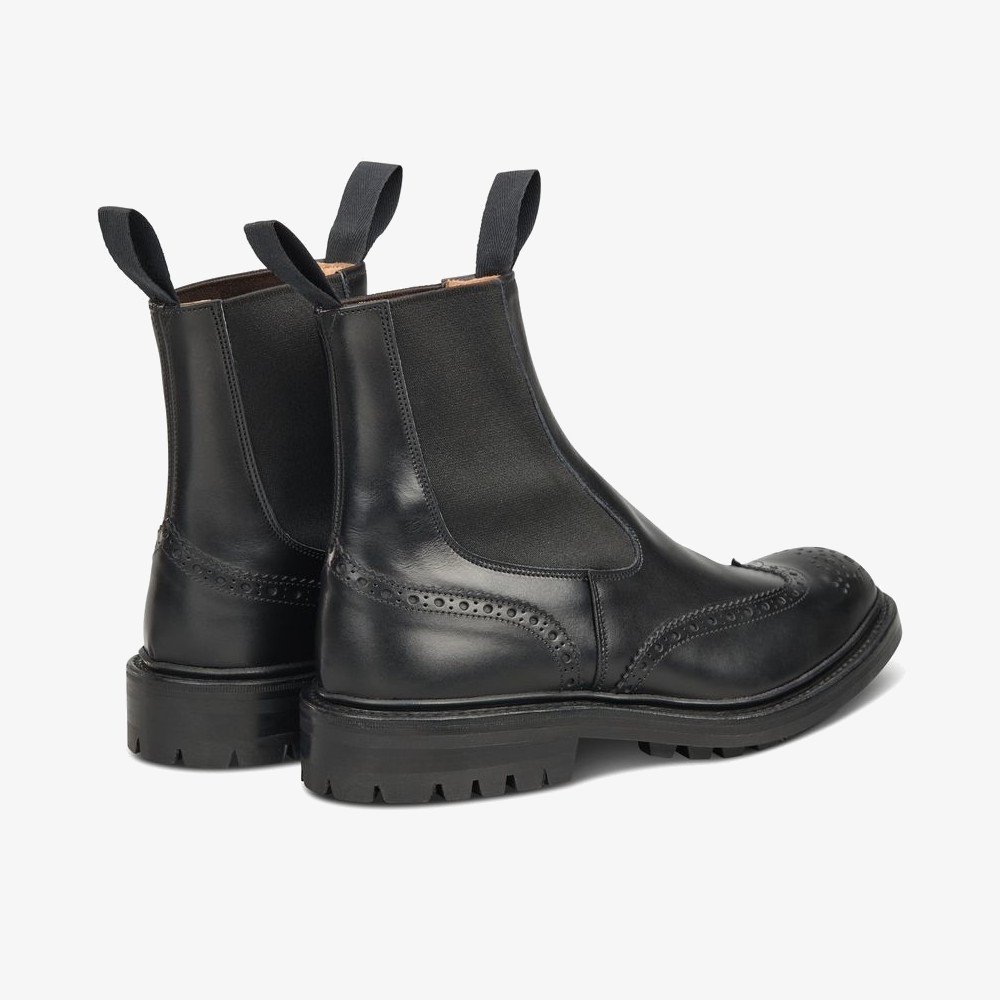 Tricker's Burford black brogue Chelsea boots