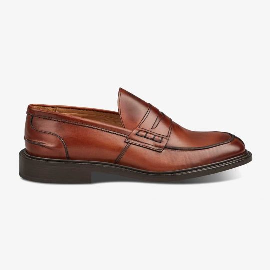 Tricker's James chestnut burnished penny loafers