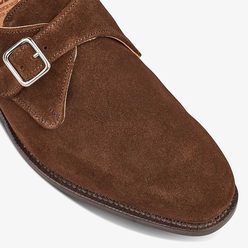 Tricker's Mayfair suede chocolate monk strap shoes