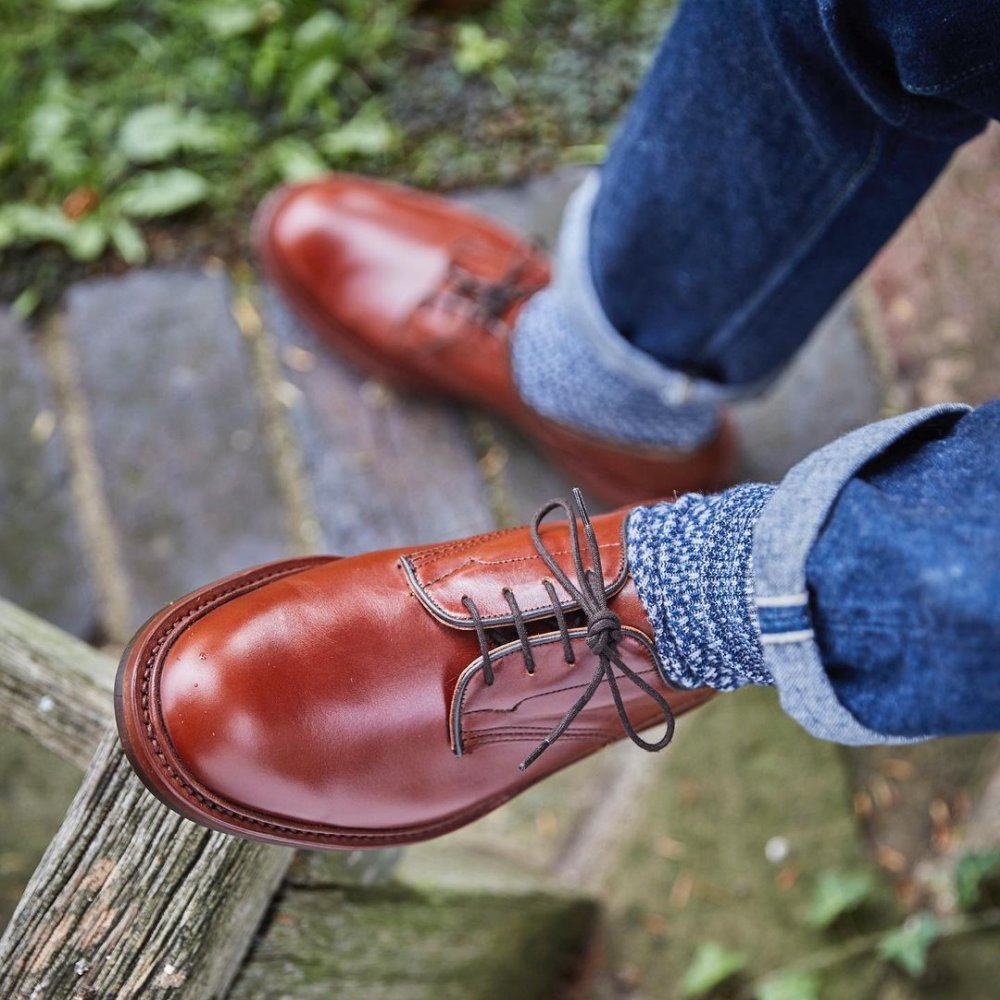 Tricker's Woodstock Marron Antique Leather Derby Shoes (rubber